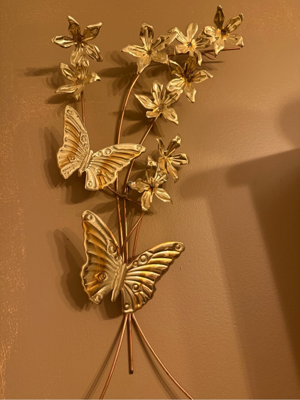 Brass Butterfly Floral Wall Decor set